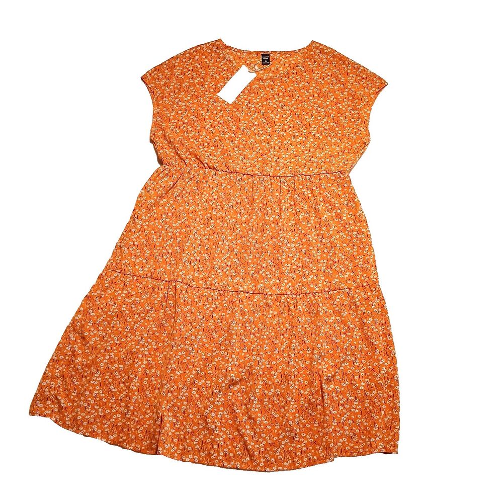 Emery Rose Orange Ditsy Floral Dress Sz XL Cottagecore Boho Prairie Garden NWT